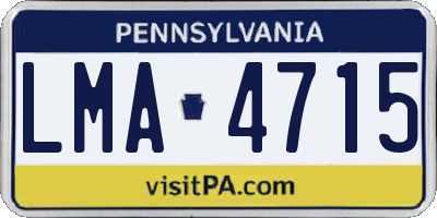 PA license plate LMA4715