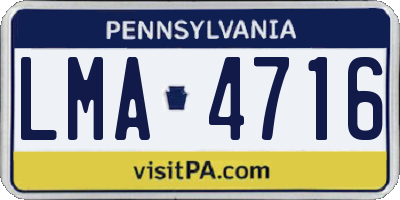 PA license plate LMA4716