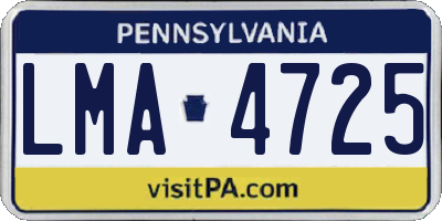 PA license plate LMA4725