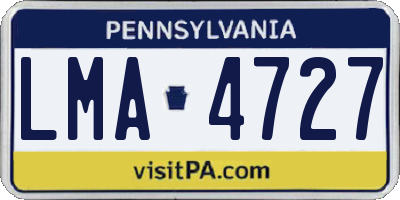PA license plate LMA4727