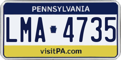 PA license plate LMA4735