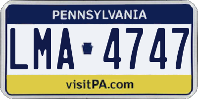 PA license plate LMA4747