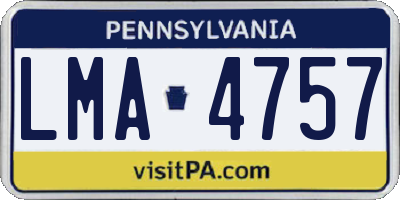 PA license plate LMA4757