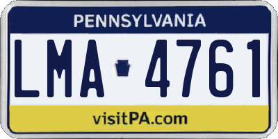 PA license plate LMA4761