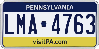 PA license plate LMA4763