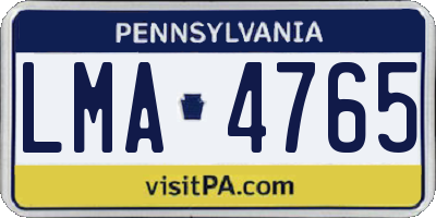PA license plate LMA4765