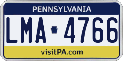 PA license plate LMA4766