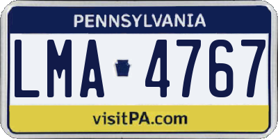 PA license plate LMA4767
