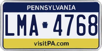 PA license plate LMA4768