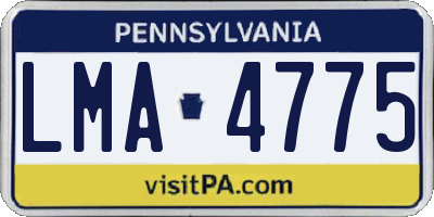 PA license plate LMA4775
