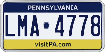 PA license plate LMA4778