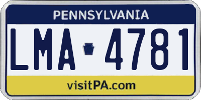 PA license plate LMA4781