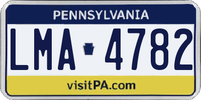 PA license plate LMA4782