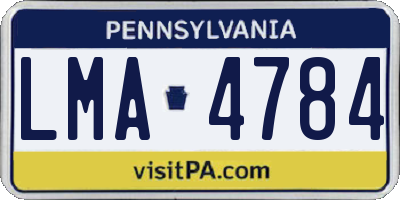 PA license plate LMA4784