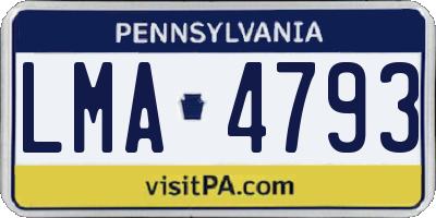 PA license plate LMA4793