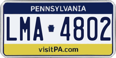 PA license plate LMA4802