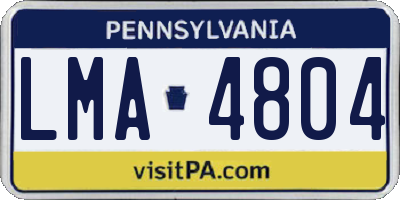 PA license plate LMA4804