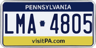 PA license plate LMA4805