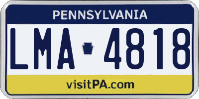 PA license plate LMA4818