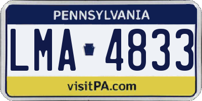 PA license plate LMA4833