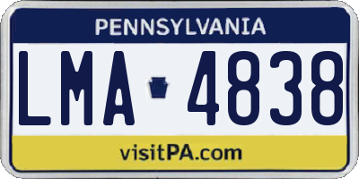 PA license plate LMA4838