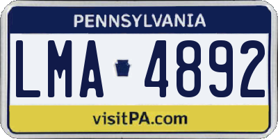 PA license plate LMA4892