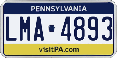 PA license plate LMA4893