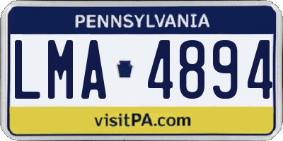PA license plate LMA4894