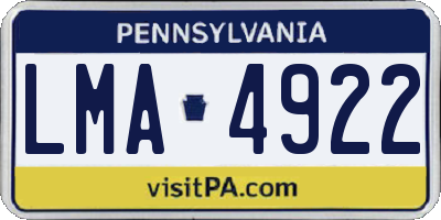 PA license plate LMA4922