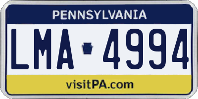 PA license plate LMA4994