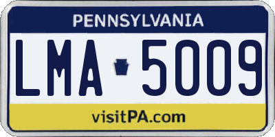 PA license plate LMA5009