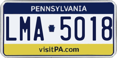 PA license plate LMA5018