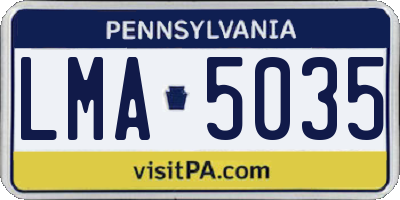 PA license plate LMA5035