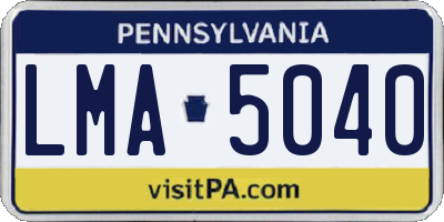 PA license plate LMA5040