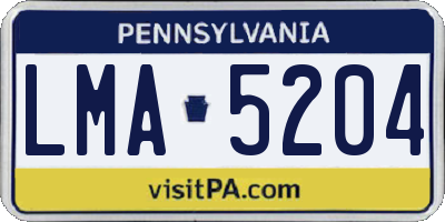 PA license plate LMA5204