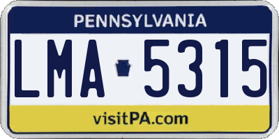 PA license plate LMA5315