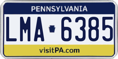 PA license plate LMA6385