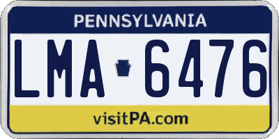 PA license plate LMA6476
