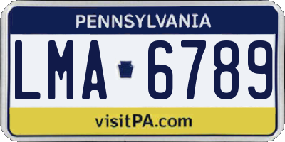 PA license plate LMA6789