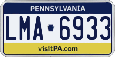 PA license plate LMA6933