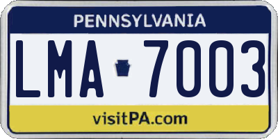 PA license plate LMA7003