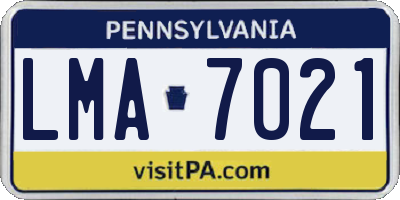 PA license plate LMA7021
