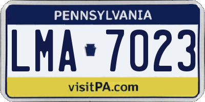PA license plate LMA7023