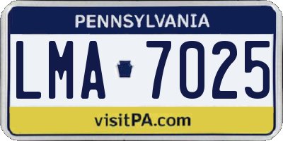 PA license plate LMA7025