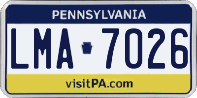 PA license plate LMA7026