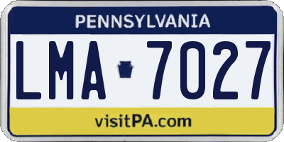 PA license plate LMA7027