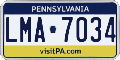 PA license plate LMA7034