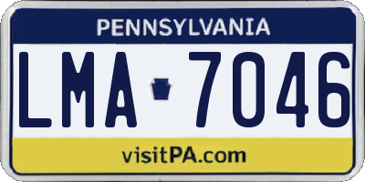 PA license plate LMA7046