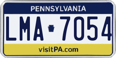 PA license plate LMA7054