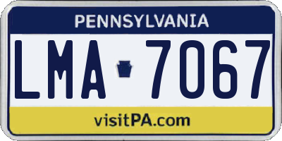PA license plate LMA7067